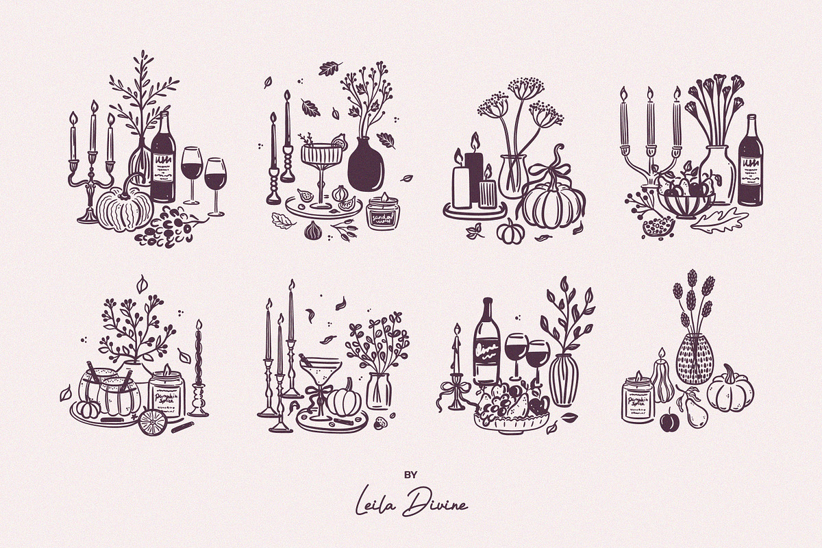 Cozy Autumn Hand Drawn Collection, a Seasonal Illustration by Leila Divine (Photo 22 of 29)