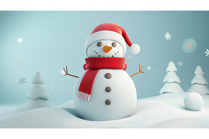 A Cheerful Snowman Wearing A Red