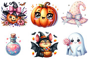 Cute Halloween Watercolor Clipart Bu, an Illustration by DreamArtGraphic (Thumbnail 2 of 4)