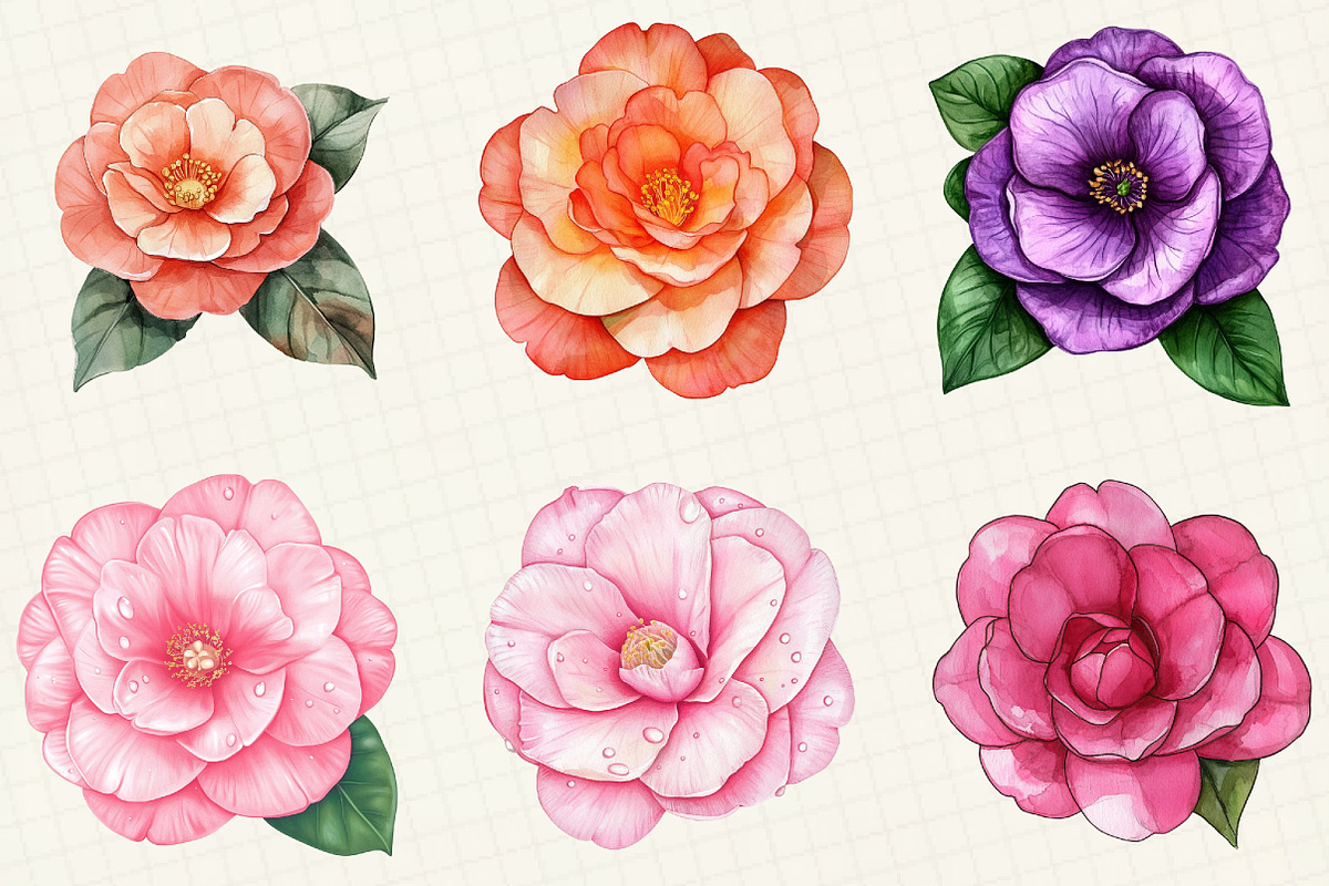 Camellia Flower Bloom Clipart, an Illustration by OK Design (Photo 4 of 5)