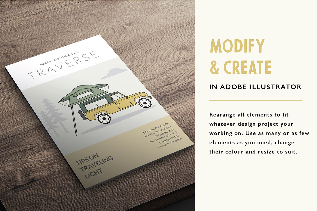 Vintage Land Rover with rooftop tent, a Transportation Illustration by the cabin supply co (Photo 3 of 3)