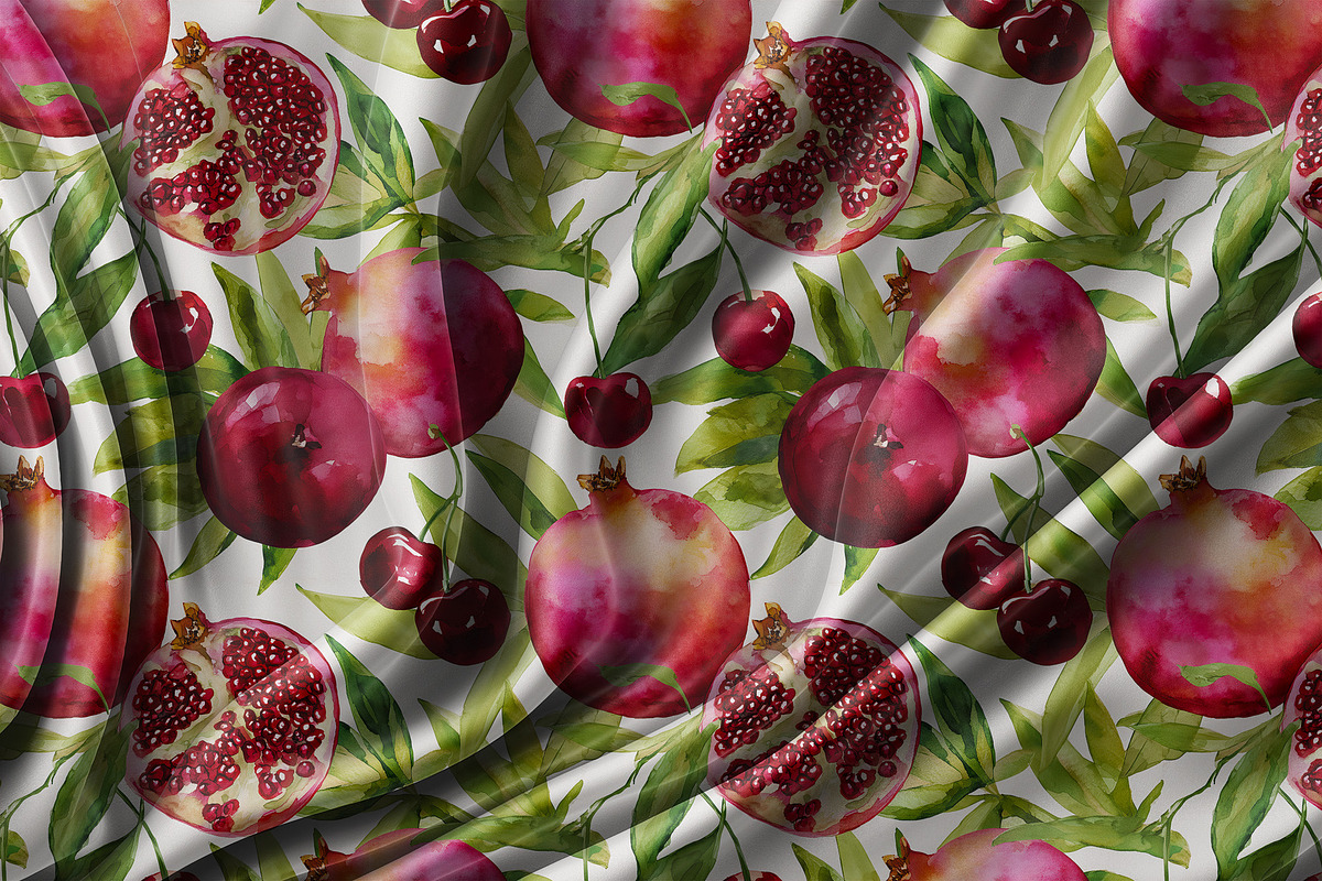 CHERRY POMEGRANATE Seamless Pattern, a Pattern Graphic by AYAKA Studio Co. (Photo 4 of 10)