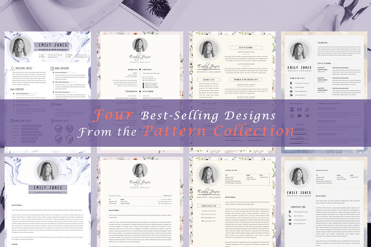 Resume CV Pattern Bundle, a Resume Template by Showy68 Template