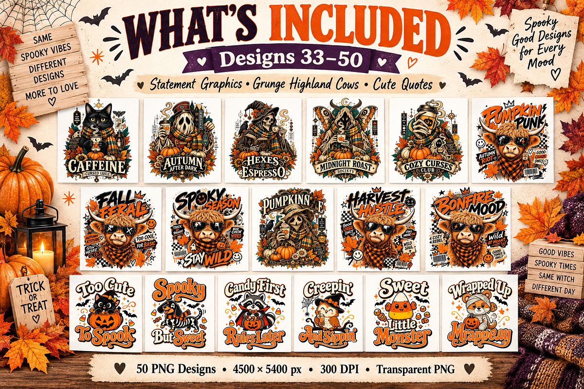 50 Halloween T-Shirt PNG Bundle, an Object Graphic by Designertale (Photo 4 of 11)