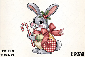 Faux Embroidery Christmas Bunny with, an Illustration by CrexoraLab