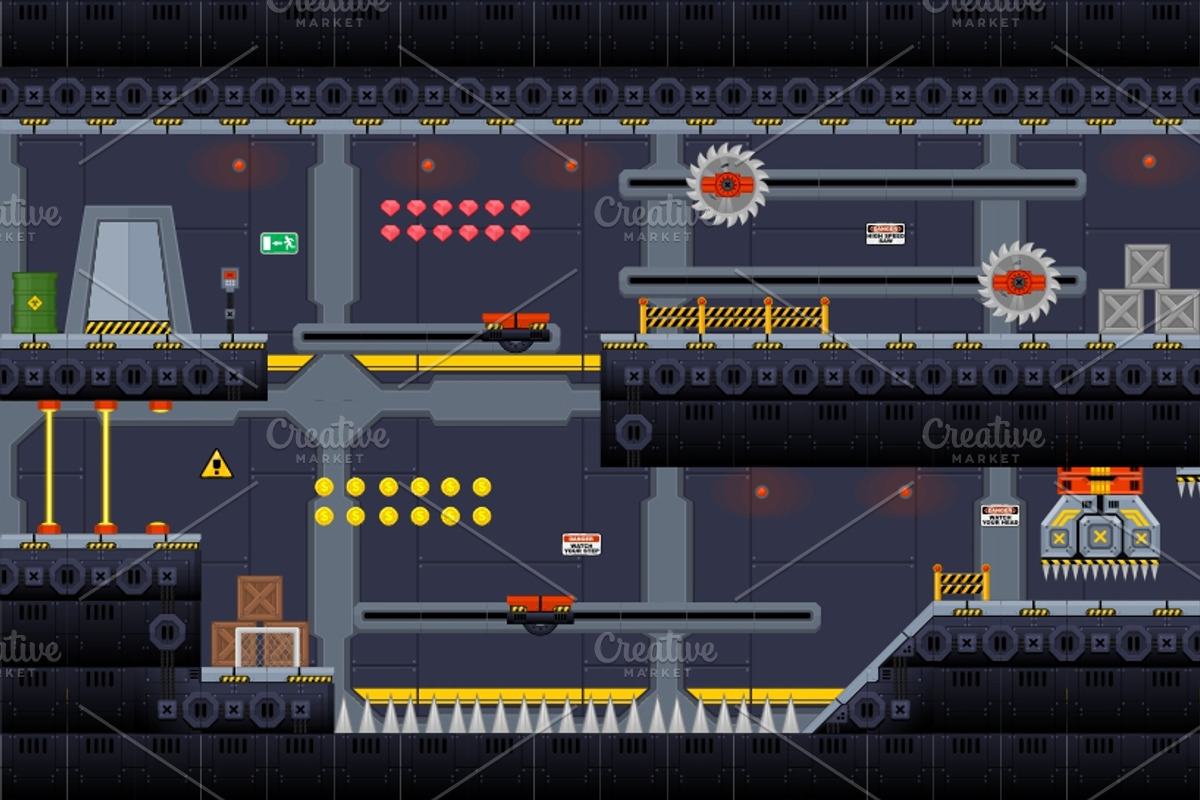 Platformer Game Tile Set 12, an Illustration by pzUH (Photo 3 of 5)