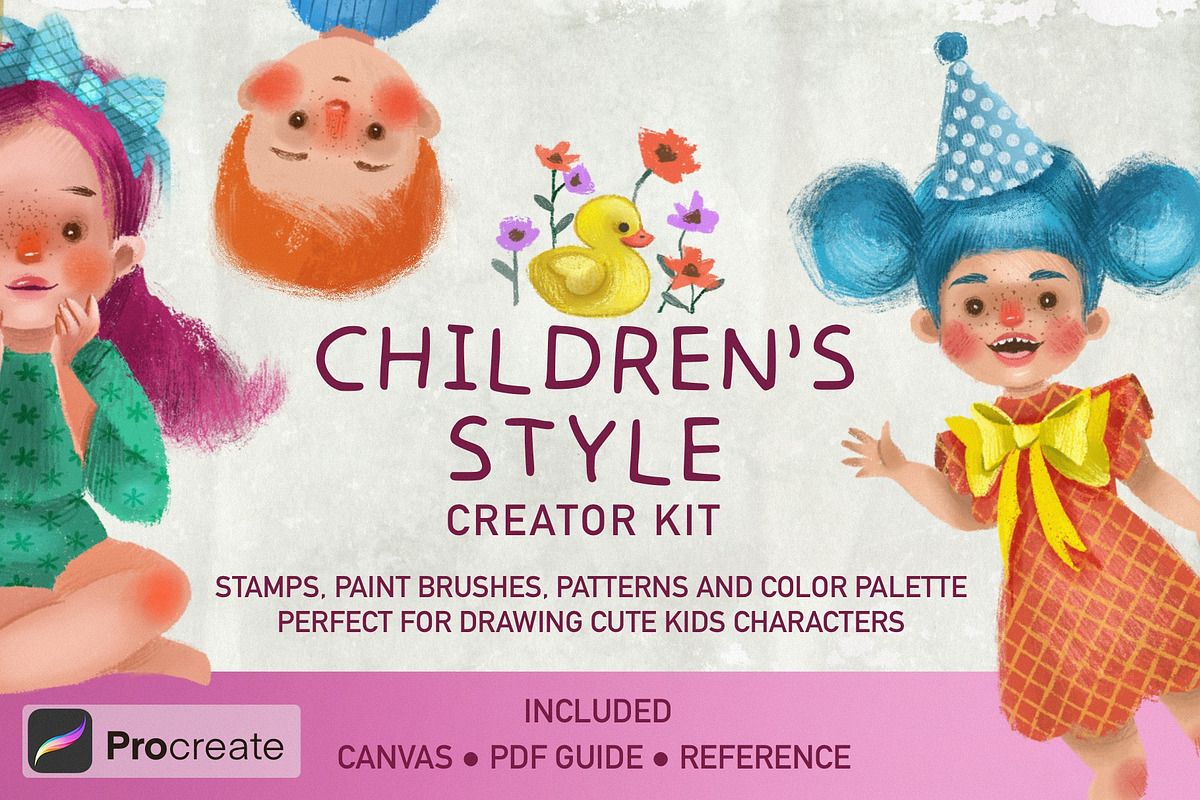 Procreate Children's Character Kit, a Brush Add-On by Rosangela Curti (Photo 1 of 16)