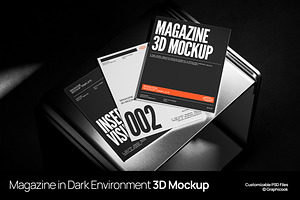 Magazine In Dark 3D Mockup