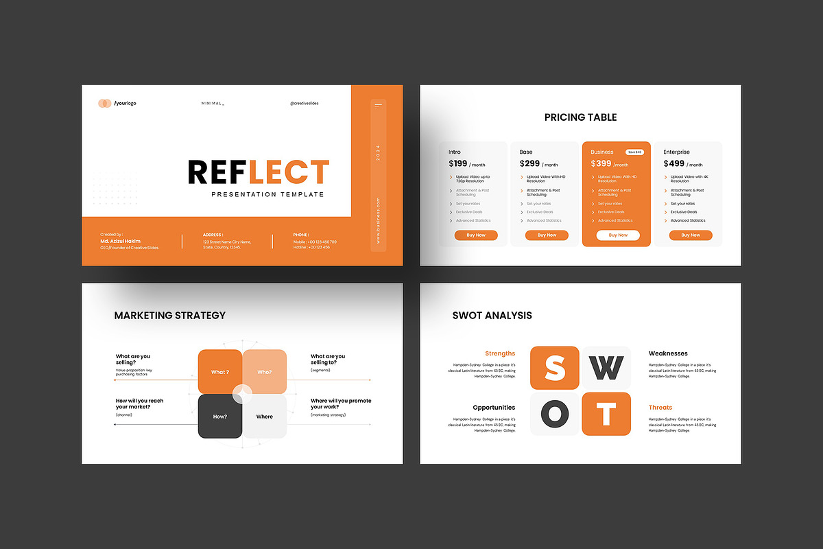 Reflect Presentation Template, a Presentation Template by CreativeSlides