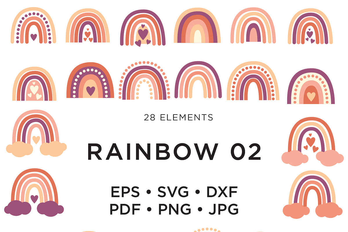 Rainbow Elements & Patterns Set #02, an Object Graphic by Olga Begak Art & Design (Photo 2 of 9)