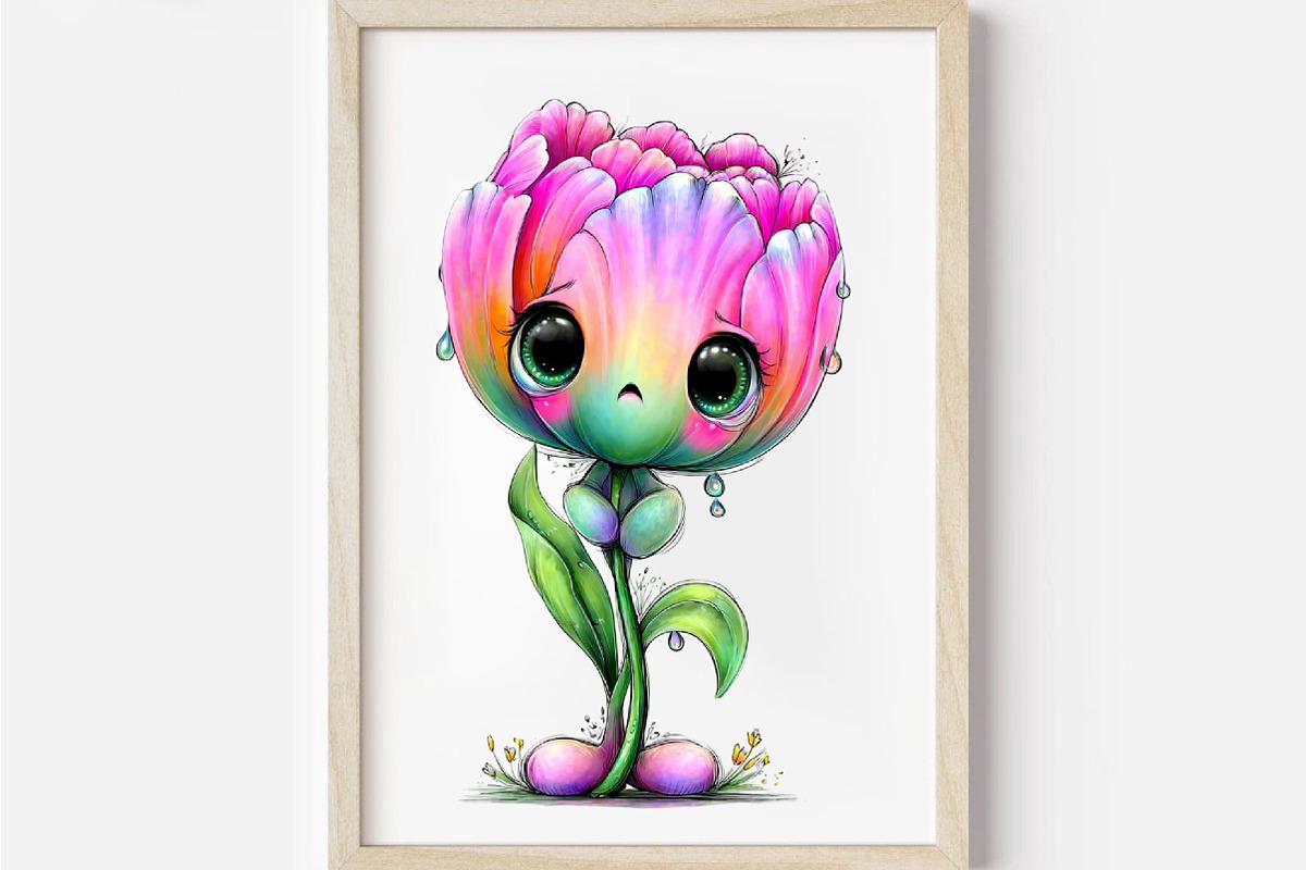 Watercolor Funny Flowers Clipart, an Illustration by Designworld (Photo 2 of 6)