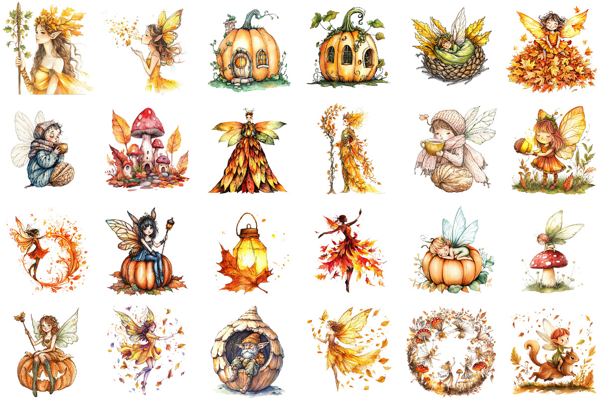 Watercolor Fall Forest Fairy Clipart, an Illustration by Sublimation Artist (Photo 2 of 6)