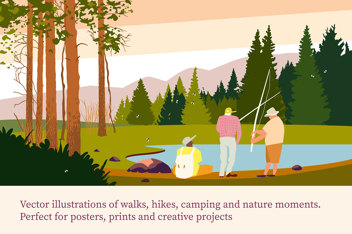 Hiking & Camping in Mountains, an Illustration by Olga Bonitas (Photo 2 of 8)