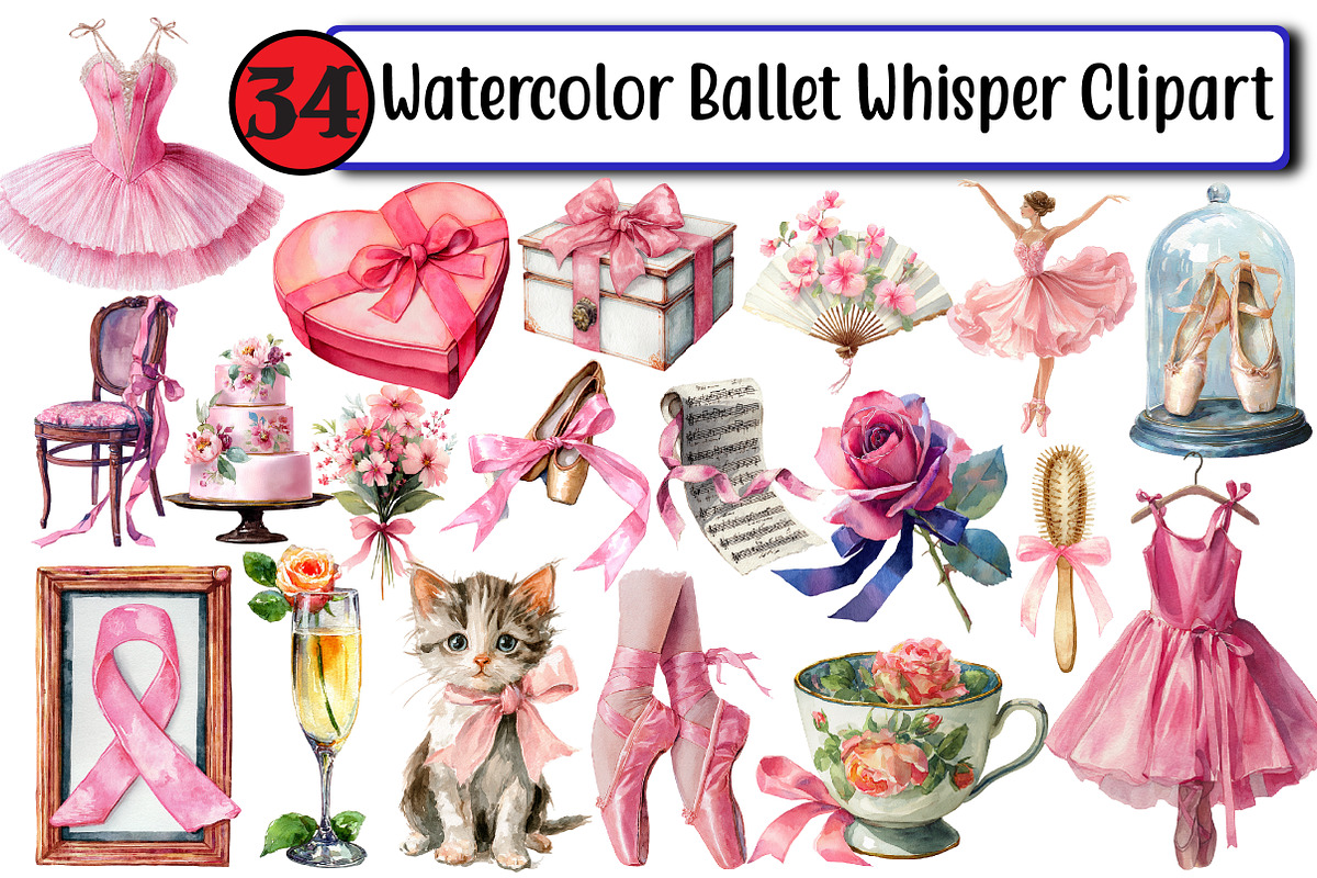 Watercolor Ballet Whisper Clipart, an Illustration by Design Market (Photo 1 of 3)