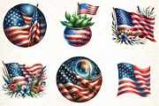American Flag Watercolor Clipart Bun, an Illustration by DreamCafeArt (Thumbnail 3 of 3)