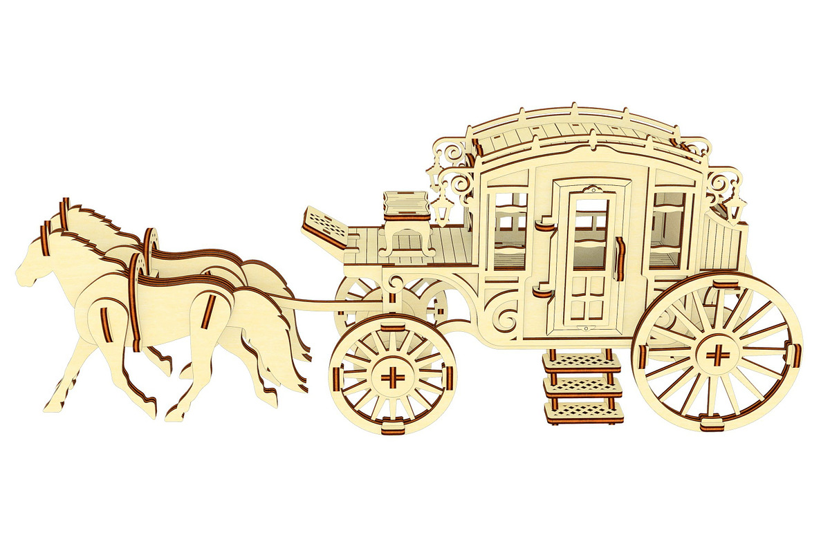 Carriage - Laser Cut File, an Object Graphic by VectorPainter (Photo 3 of 10)