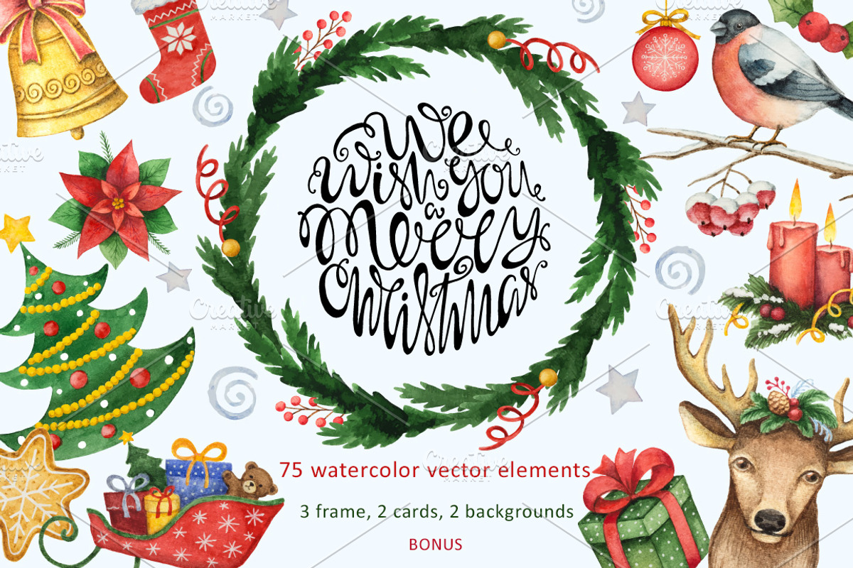 We wish you a Merry Christmas., a Decorative Illustration by Elena Medvedeva (Photo 1 of 6)