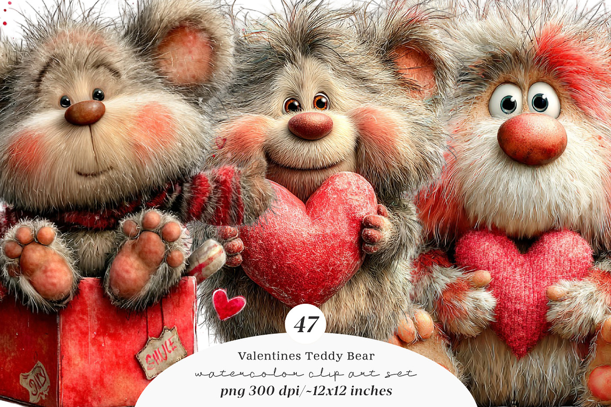 Valentines Teddy Bear Clipart, an Illustration by SinaCreation (Photo 1 of 11)
