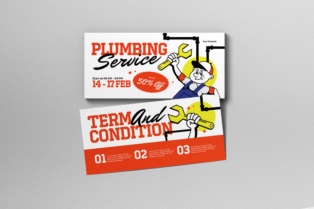 Plumbing Service Sale Voucher, a Card Template by graphicook (Photo 1 of 3)