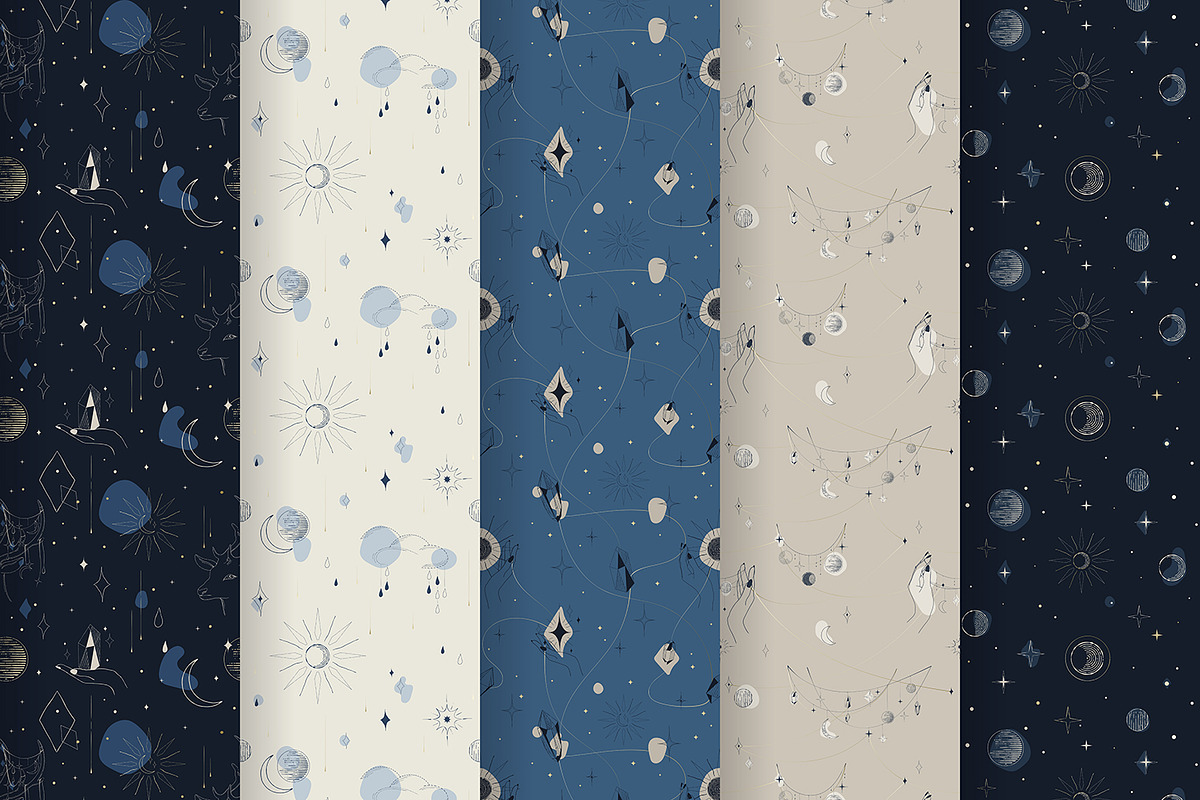 Celestial Magic Vector Patterns, a Pattern Graphic by HmarkaShop (Photo 2 of 4)