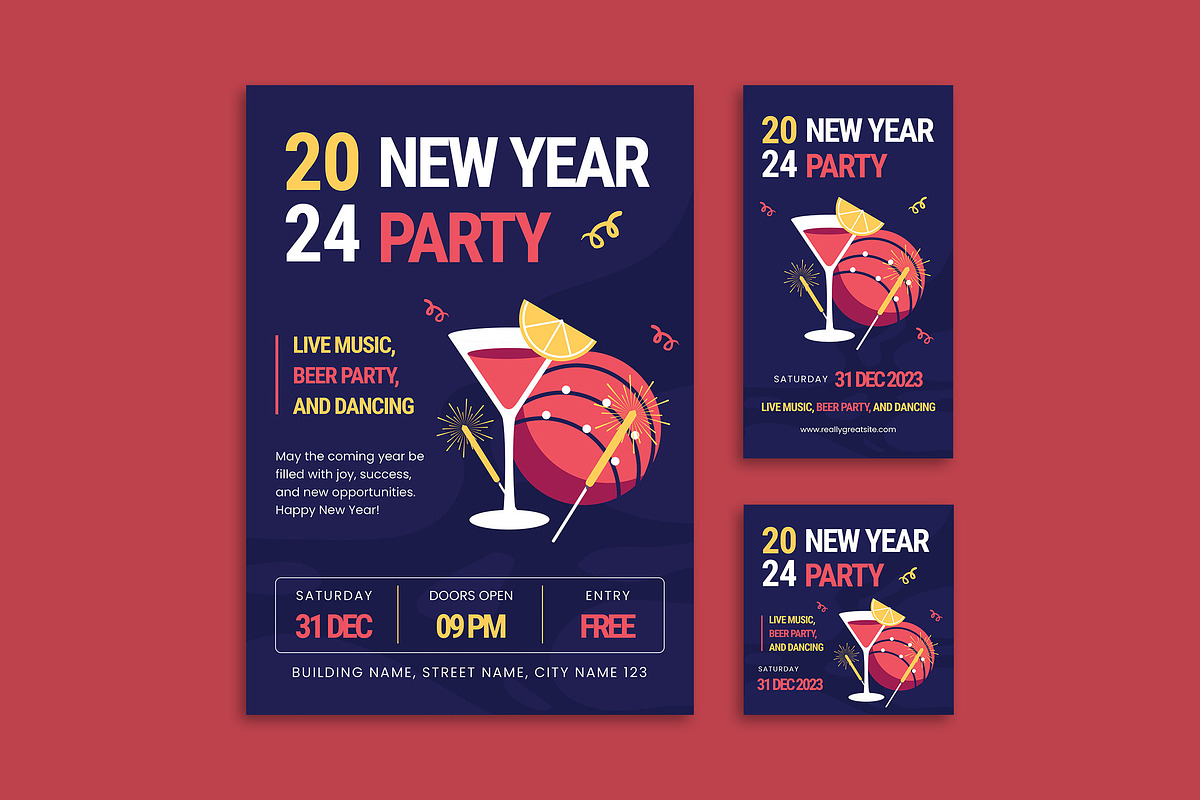 2024 New Year Party - Flyer, a Flyer Template by Haidezign