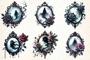Watercolor Gothic antique mirror Cli, an Illustration by DreamCafeArt (Thumbnail 2 of 7)