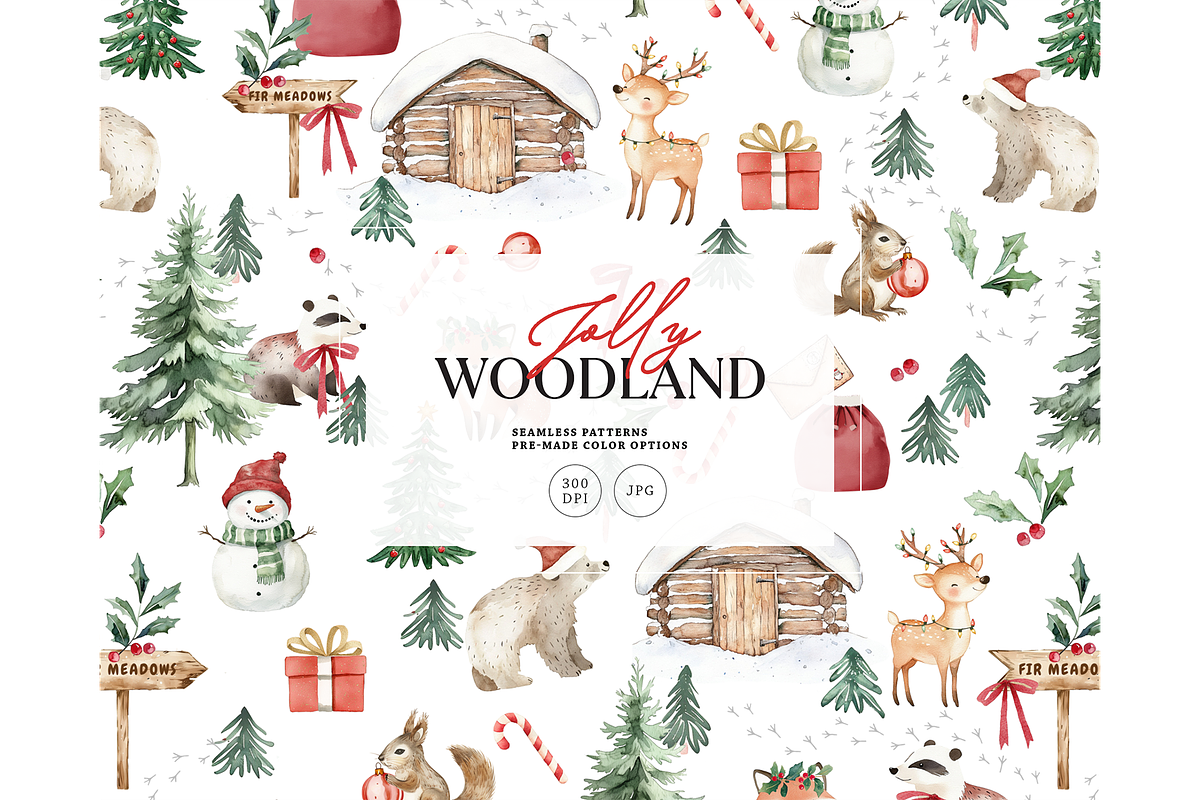 Woodland Xmas party seamless pattern, a Texture Graphic by Milatoo (Photo 1 of 3)