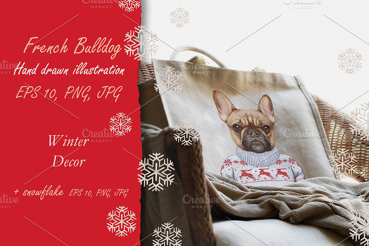 French Bulldog / Wintertime, an Animal Illustration by Victoria_Novak (Photo 3 of 3)