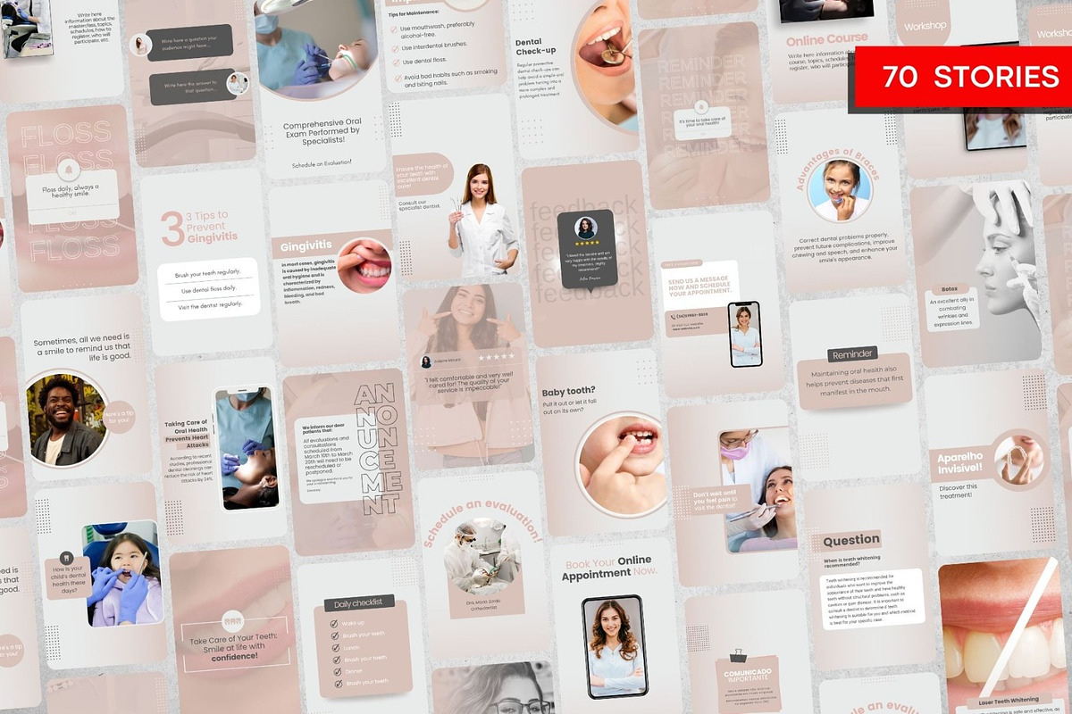 Dental Clinic Social Media Pink Pack, a Social Media Template by Gomes Web (Photo 3 of 4)
