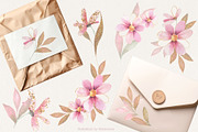 Pink Watercolor Flowers & Gold, a Decorative Illustration by Gribanessa (Thumbnail 10 of 13)