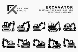 Construction Equipment Icon Vector, a Solid Icon by Akatype Studio