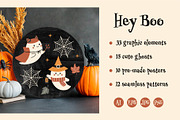 Hey BOO! Cute ghost clipart, a Seasonal Illustration by EltaMaxArt (Thumbnail 2 of 14)