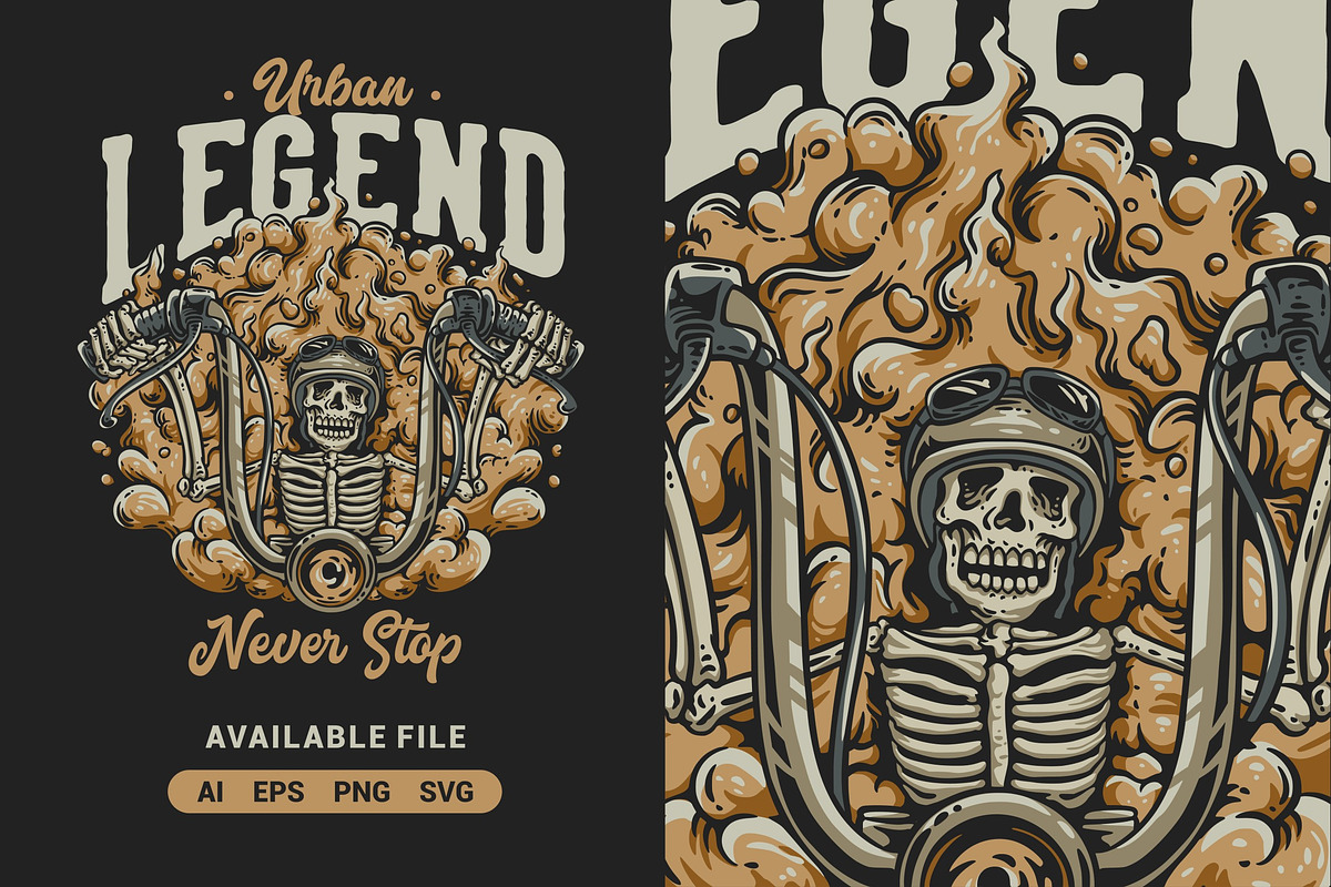 Urban Legend with Skeleton Vector, an Illustration by ImoogiStudio