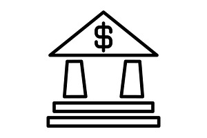 Bank icon, an Outline Icon by Sumberpangan