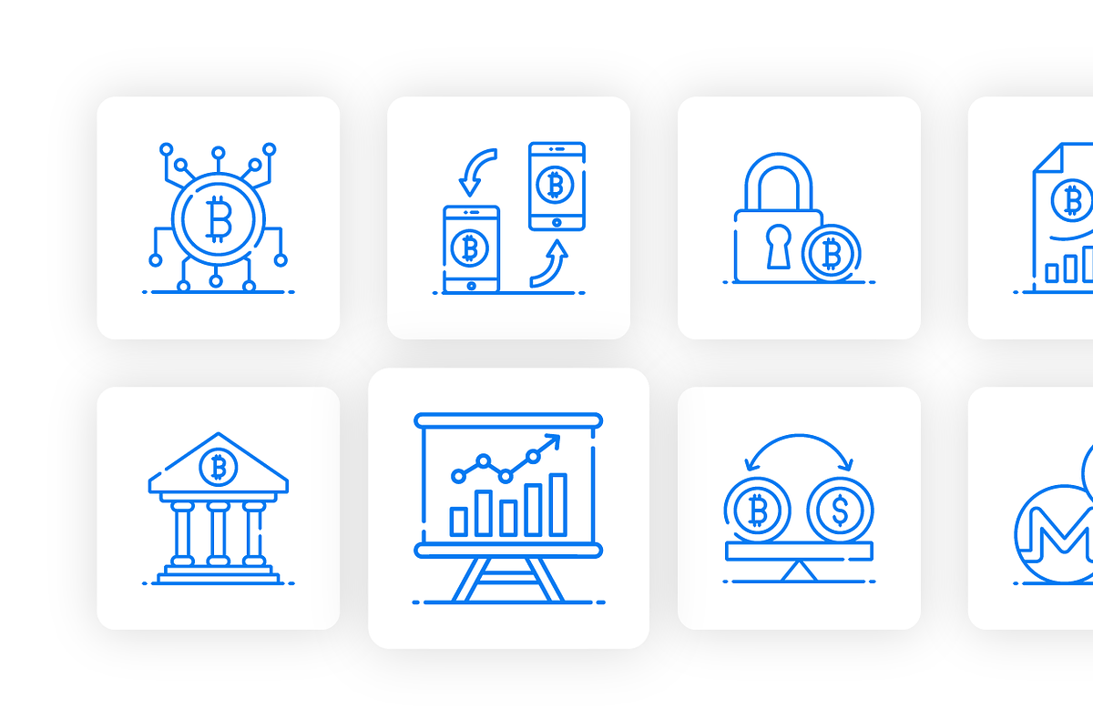 Bitcoin and Blockchain Icons, an Outline Icon by Brickclay (Photo 7 of 7)