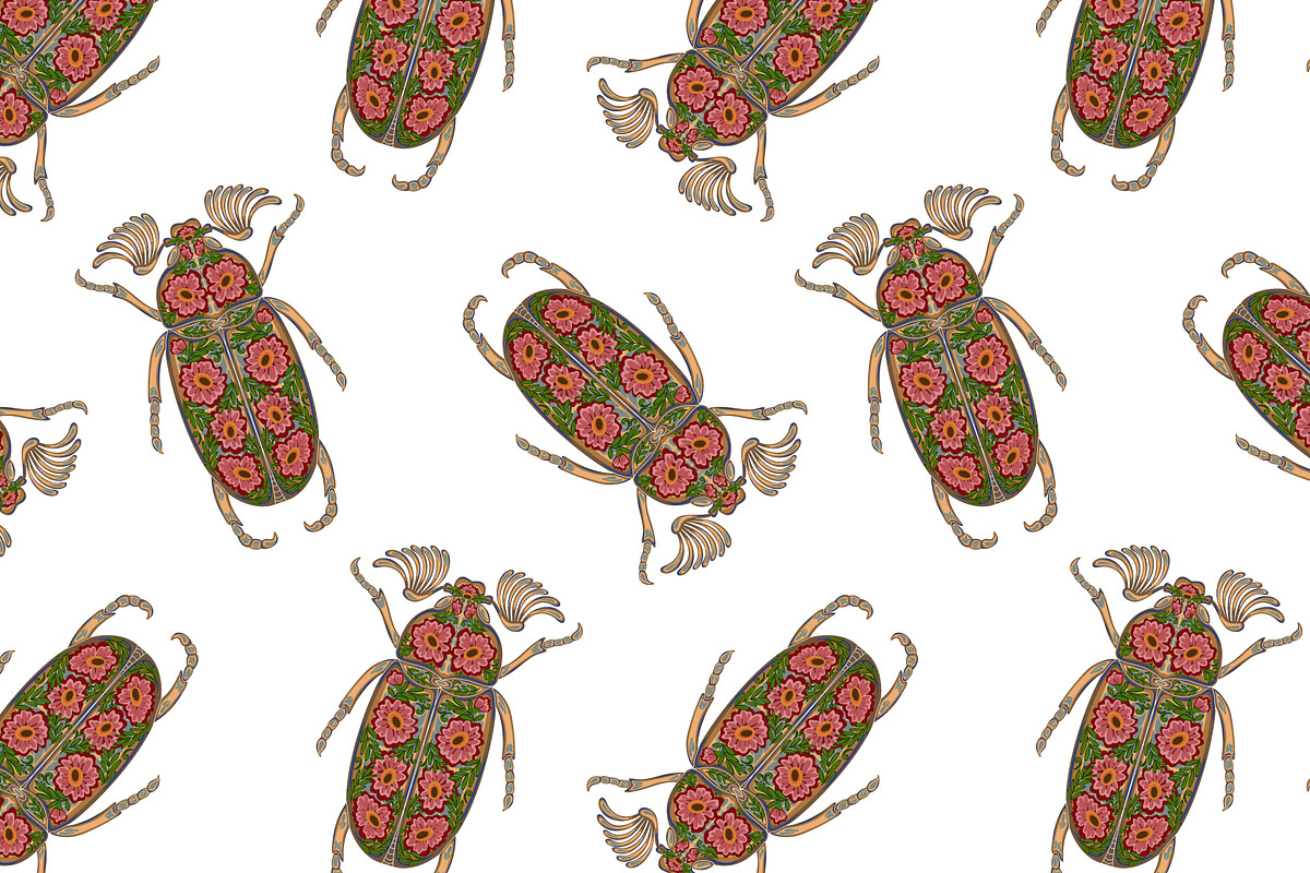 Floral folk art bugs Vector, a Pattern Graphic by NayaChu (Photo 2 of 7)