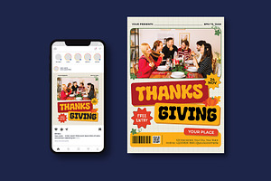 Thanksgiving Party Flyer, a Flyer Template by iDoodle Studio