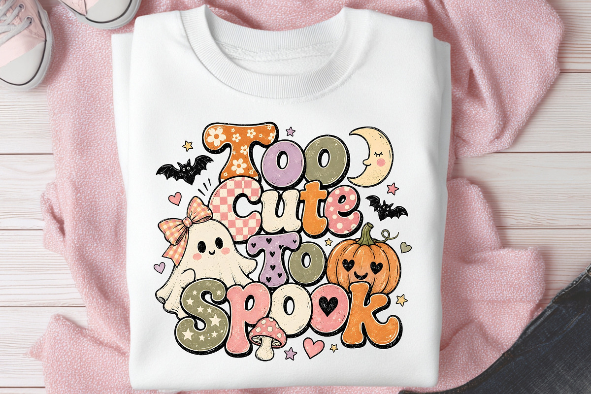 Halloween Kawaii Ghost Retro Tshirt, a Seasonal Illustration by SugarCloudStudioArt (Photo 5 of 6)
