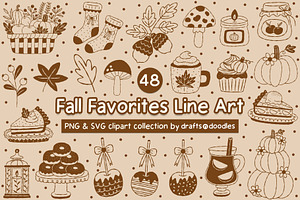 Fall Favorites Line Art SVG Bundle