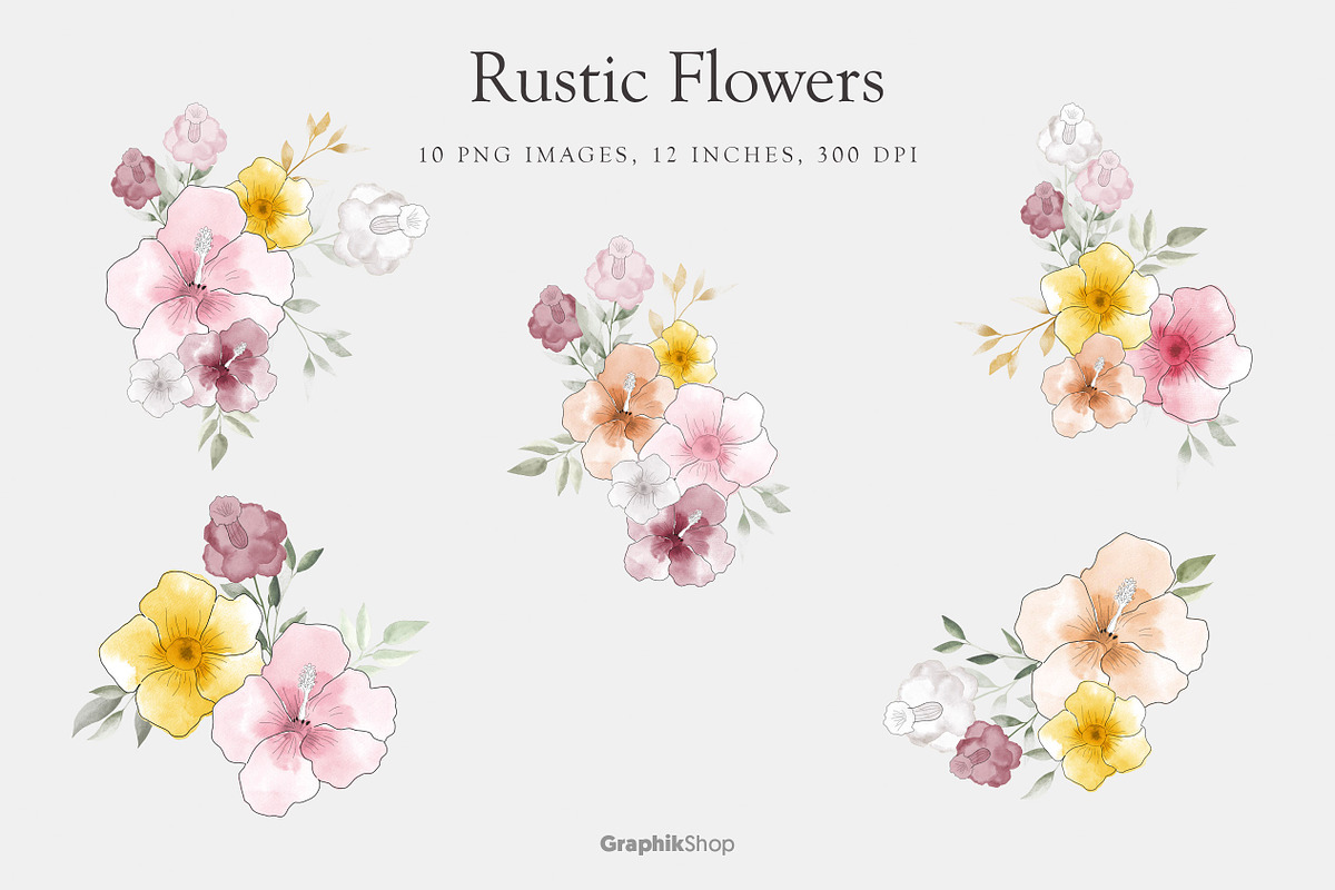 Watercolor Rustic Flowers, an Illustration by Chus Moreno Studio (Photo 4 of 6)