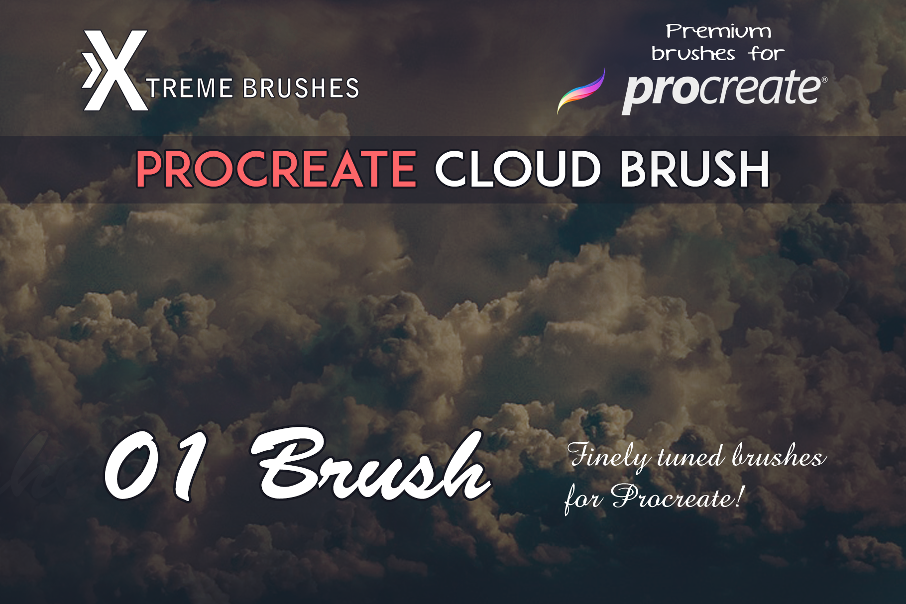 Natural Procreate Cloud Brush, a Brush Add-On by Extreme Brushes