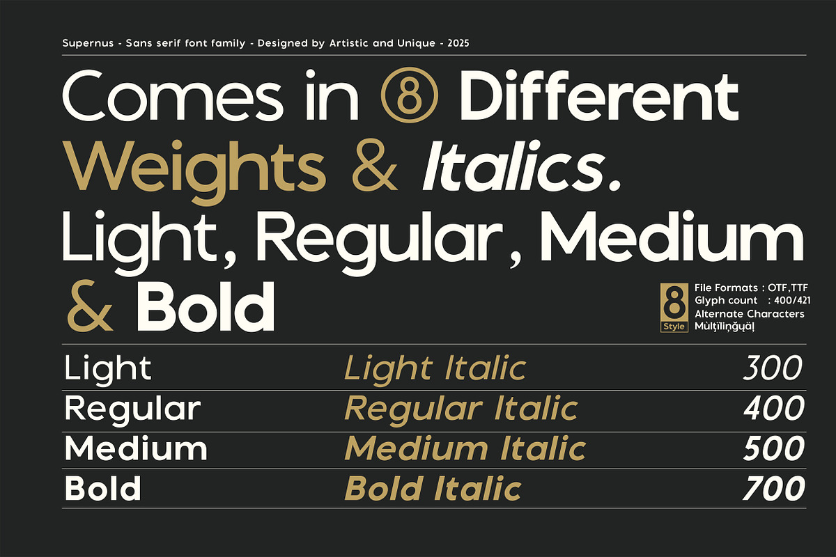 Supernus - Sans serif Font Family, a Sans Serif Font by Artistic & Unique (Photo 5 of 15)