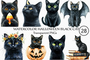 Watercolor Halloween Black Cat, an Illustration by Craft Nest (Thumbnail 1 of 6)