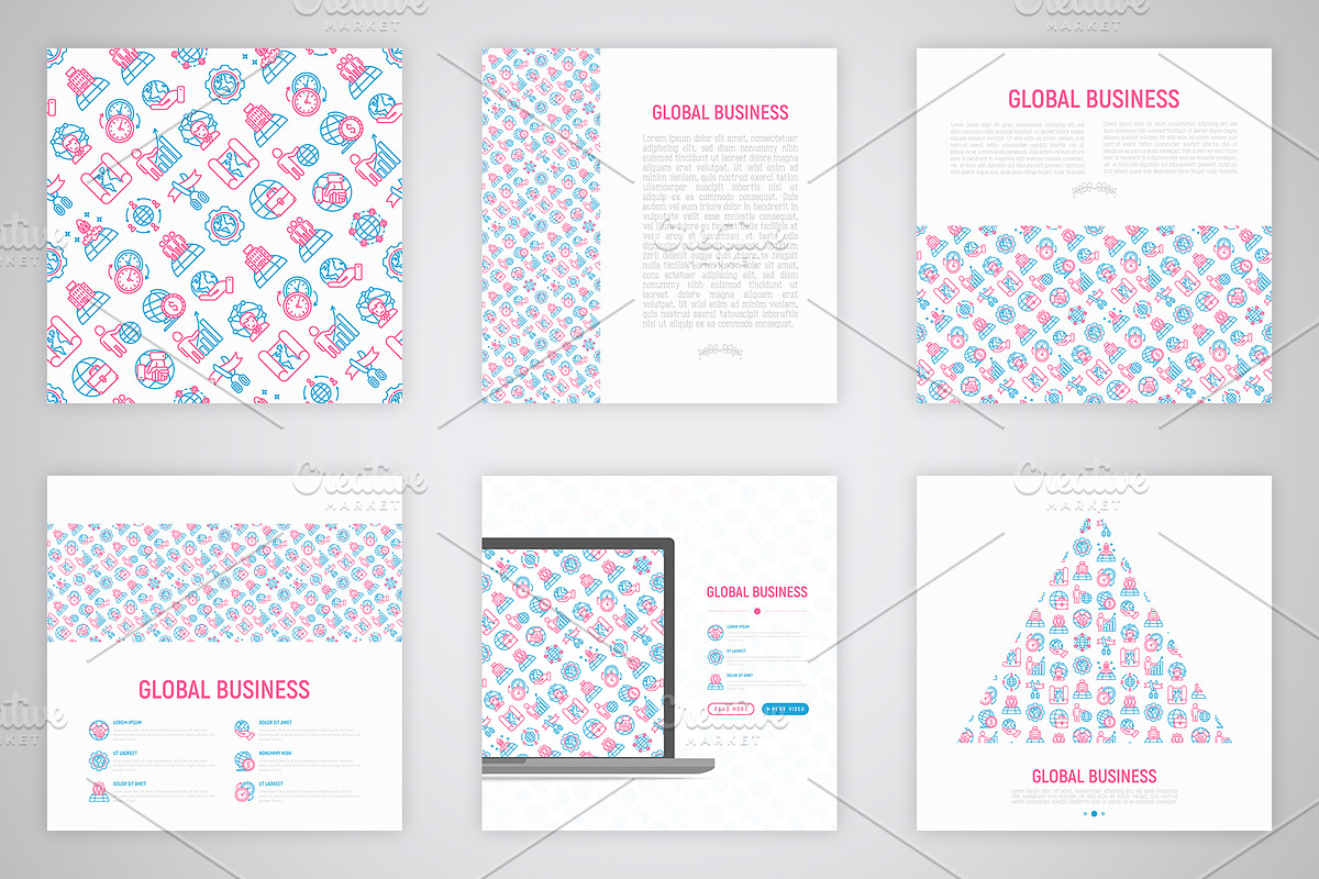 Global Business Icons Set Templates, an Outline Icon by Alex Blogoodf (Photo 5 of 10)