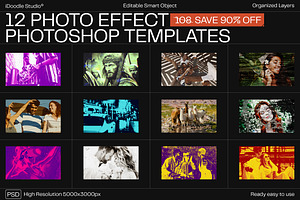 12 Photo Effect Templates, a Layer Style Add-On by iDoodle Studio