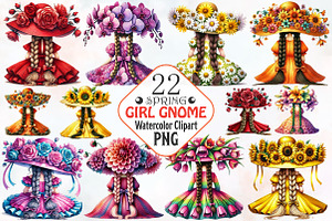 Gnome girl gnome clipart spring clip, an Illustration by RobertsArt
