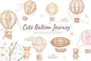 Hot Air Balloon Baby Animal Clipart, an Animal Illustration by ElenaPlatovaArt (Thumbnail 1 of 11)