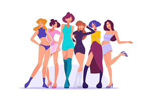 Fashion girls. female group of, an Object Illustration by Onyx