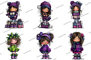 Cute Christmas Girl Clipart, an Illustration by DreamArtGraphic (Thumbnail 2 of 5)