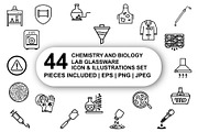 Chemistry & biology lab Icon Set, an Outline Icon by Nurlan's shop (Thumbnail 1 of 6)